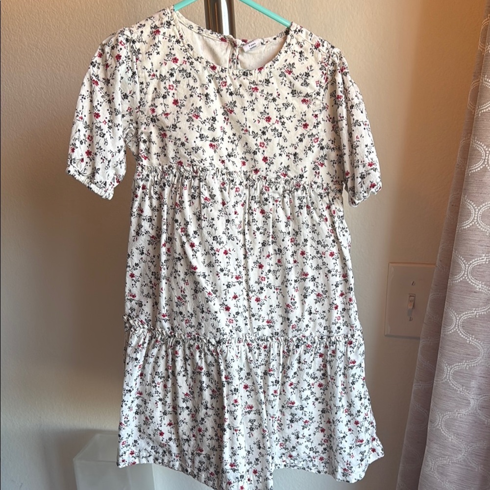 GAP Black and Brown Tiered Sundress with Puff Sleeves